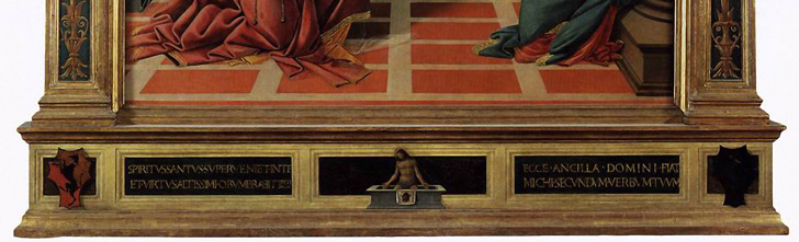 Zvěstování Panny Marie, 1489 – Sandro Botticelli - DETAIL RÁMU