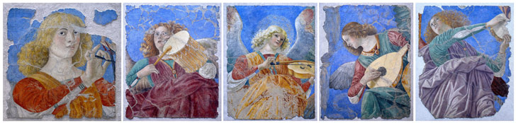 Andělský hudebník, 1480  –  Melozzo da Forlì, DETAIL
