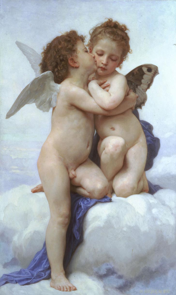 Láska a Psyché jako děti (První polibek), 1890 – William-Adolphe Bouguereau