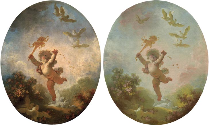Láska jako bláhovost, 1775 – Jean-Honoré Fragonard, DVĚ VERZE OBRAZU