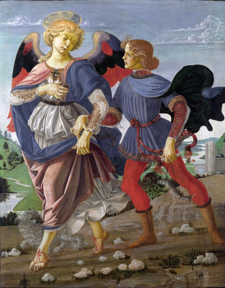 Andrea Verrocchio – Archanděl Rafael a Tobiáš (1470-75)